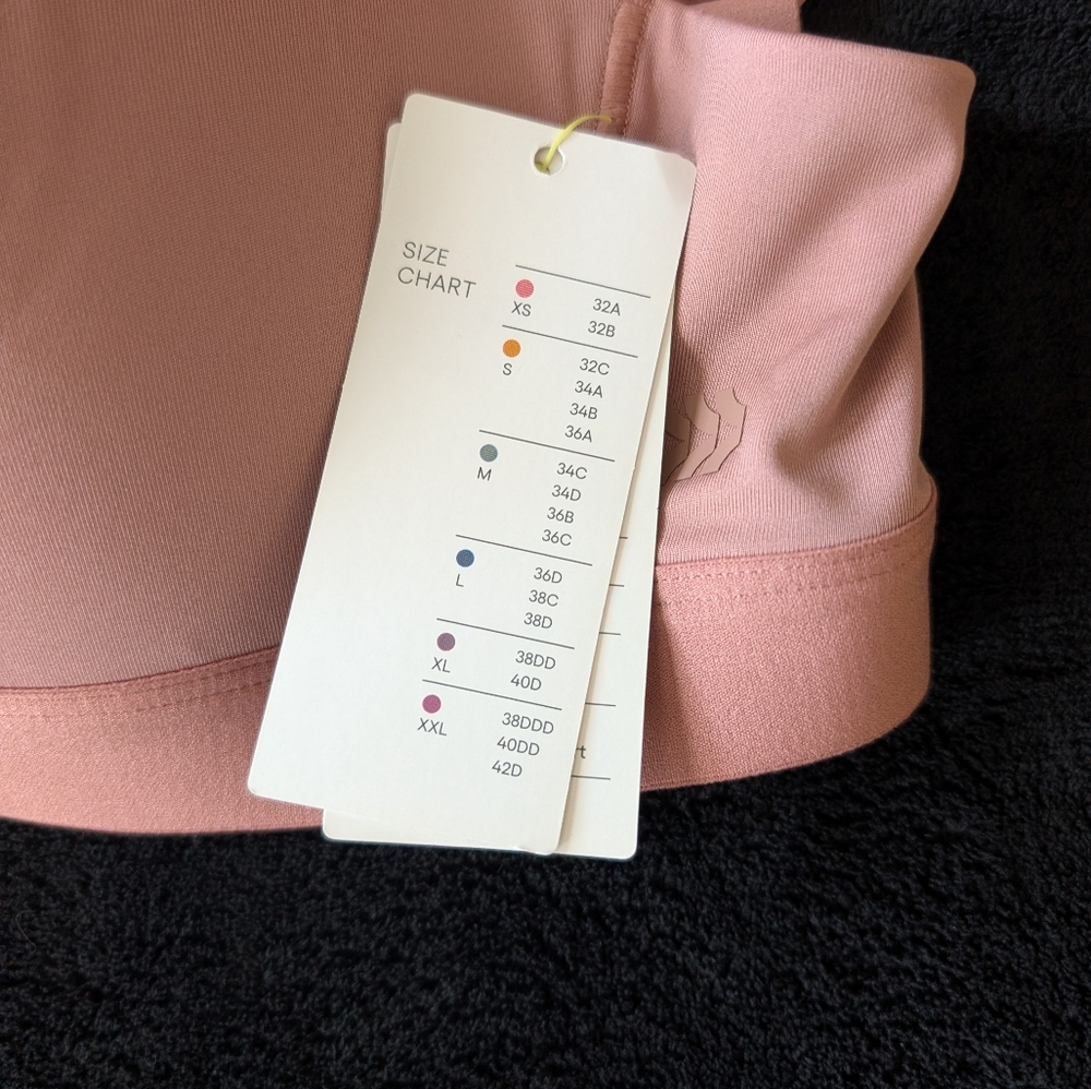 NWT Zip Front High Impact Sports Bra 36C Rosy Dusty Pink Neutral Athleisure - Picture 9 of 10